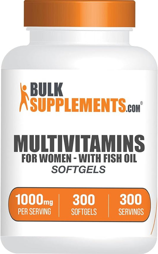 BulkSupplements.com Multivitamin for Women Softgels - Women's Multivitamin with Iron, Multimineral Supplement, with Fish Oil - Gluten Free, 1 Softgel per Serving, 300 Count (Pack of 1)