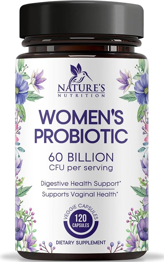 Probiotics for Women 60 Billion CFU - 16 Strains, Digestive Health, Vaginal pH & Immune Support, Prebiotics & Cranberry, Gut Health & Urinary Support, Shelf Stable Women's Probiotic - 120 Capsules