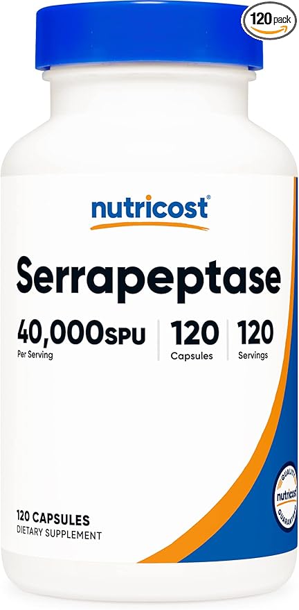 Nutricost Serrapeptase 40,000 SPU, 120 Capsules - Gluten Free, Non-GMO, and Vegetarian Friendly