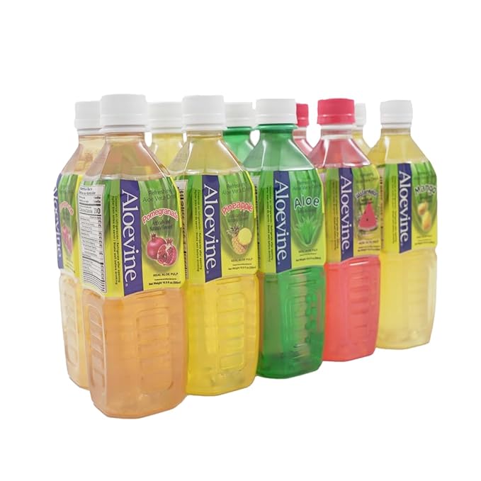 Aloevine Aloe Vera Drink juice l variety |16.9 oz. pack of 10 l 2 original, 2 watermelon, 2 mango, 2 pomegranate, 2 pineapple | plant based Vegetable Korean drinks