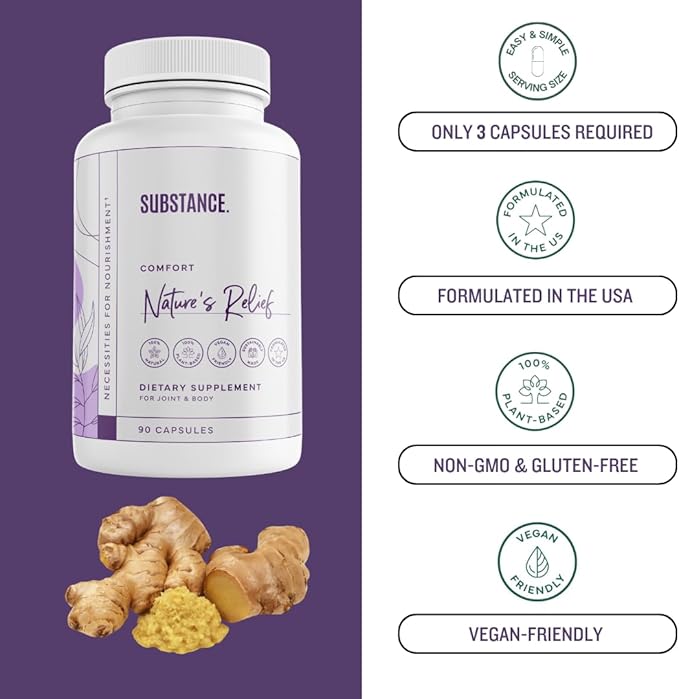 Nature’s Relief | Turmeric Supplement to Improve Body, Muscle & Joint Aches | Pure Turmeric Curcumin Supplement Organic, Boswellia & Ginger | Ease Discomfort & Increase Mobility | Non-GMO 30 Servings