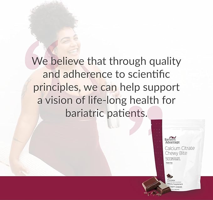 Bariatric Advantage Calcium Citrate Chewy Bites 500 mg - Highly Absorbable & Digestible - Vitamin D3 - Easily Chewable Calcium Supplement - Chocolate Flavor - 90 Count