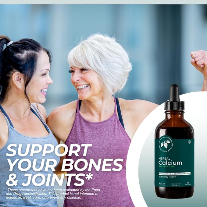 Mountain Meadow Herbs Herbal Calcium – Vegan Liquid Calcium Supplement for Bone & Teeth Support, High Absorption Plant-Based Formula for Adults & Kids - 4 oz