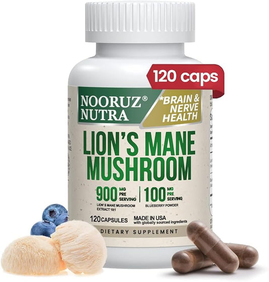 Organic Lion’s Mane Capsule: 10:1 Concentration Equals 10,000mg Mushroom, Enhanced with Blueberry for Vitality, Mental Clarity, and Concentration – 120 Plant-Based Capsules (No Tablets/Powder)