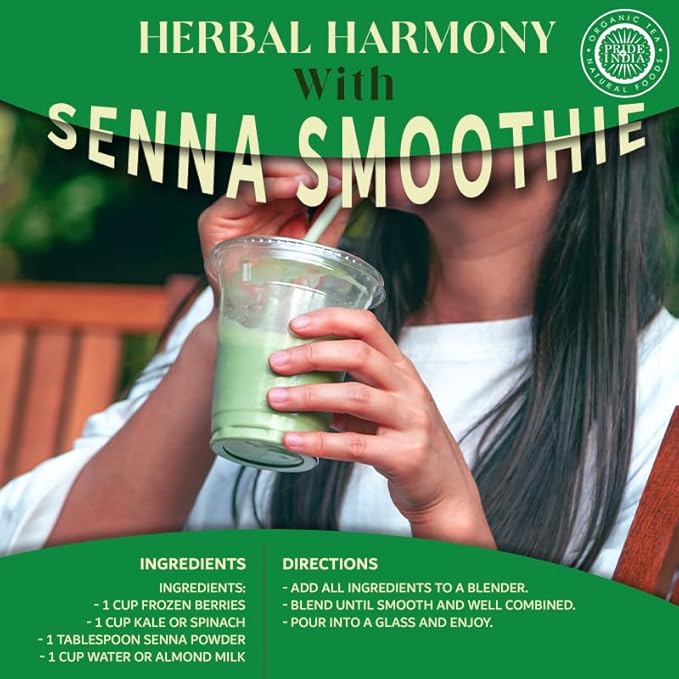 Pride of India | Senna Whole Leaf Powder 8 oz (227 gm) | Bitter & Pungent | Add it to smoothies, juices, hot water | Non-Bioengineered, Caffein-Free, Gluten-Free, Vegan
