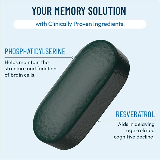 Brain Supplement for Memory, Focus, Mood & Concentration | Ginko Leaf Flavonoids, Bacopa Monnieri & Biotin | Improve Mental Performance, Attention & Cognitive Health (Pack of 3)