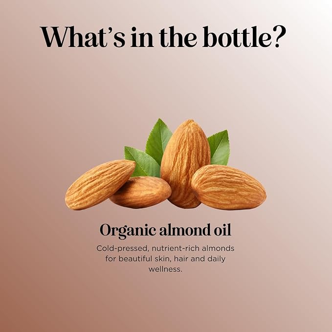 USDA Organic Sweet Almond Oil - Pure Cold Pressed Organic Almond Oil for Skin Hair and Nails - Moisturizing Organic Body Oil for Women and Men plus Carrier Oil for Essential Oils Mixing 16oz