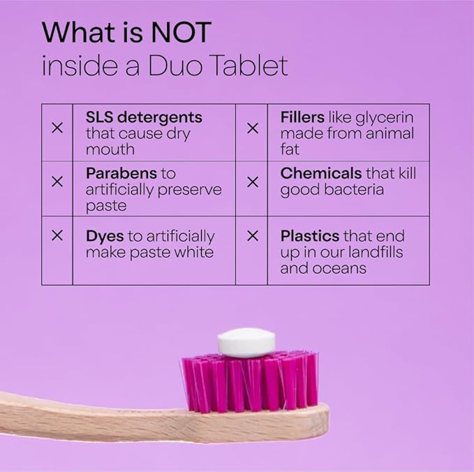Duo Sleep Toothpaste Tablets | Melatonin w/Nano-Hydroxyapatite (nHa) - Whitening, Remineralize & Reduce Sensitivity | Sustainable & Plastic Free | Mint w/Lavender - 1 Bottle/62 Tablets
