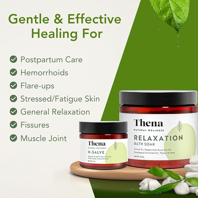 Organic Hemorrhoid Cream & Relaxation Soak Bundle, Comprehensive Relief for Hemorrhoids Plus Full-Body Detox & Muscle Relaxation, Natural Comfort & Stress Relief, Relaxing Selfcare Gifts for Women Men