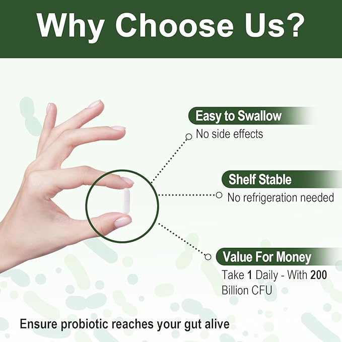Probiotics for Women & Men, 200 Billion CFU 12 Strains with 3 Organic Prebiotics and Probiotics for Digestive Health Gut, Immune, Bloating & Gas, Energy, Overall Health, Shelf Stable - 2 Month Supply