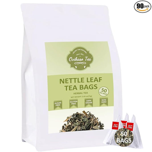 Ovikaso Tea, Nettle Leaf Tea Bags, 50 Pyramid Tea Bags, 1.5g/bag, Natural Stinging Nettle Tea, Direct from Source, Rich in Antioxidants & Support Bone Health, Herbal Tea