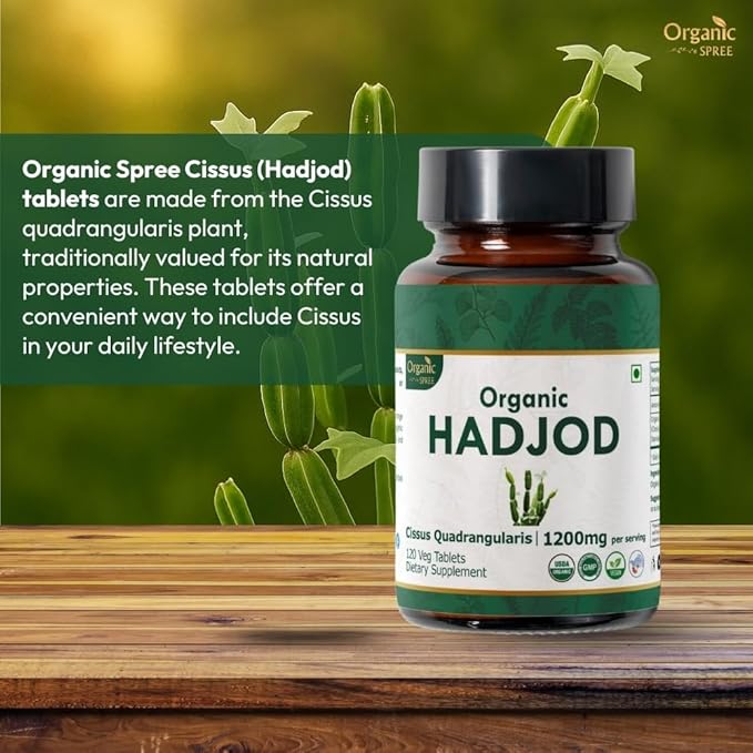 Hadjod 120 Tablets – USDA Organic Cissus Quadrangularis – Supports Joint Strength & Mobility* - Pack of 3
