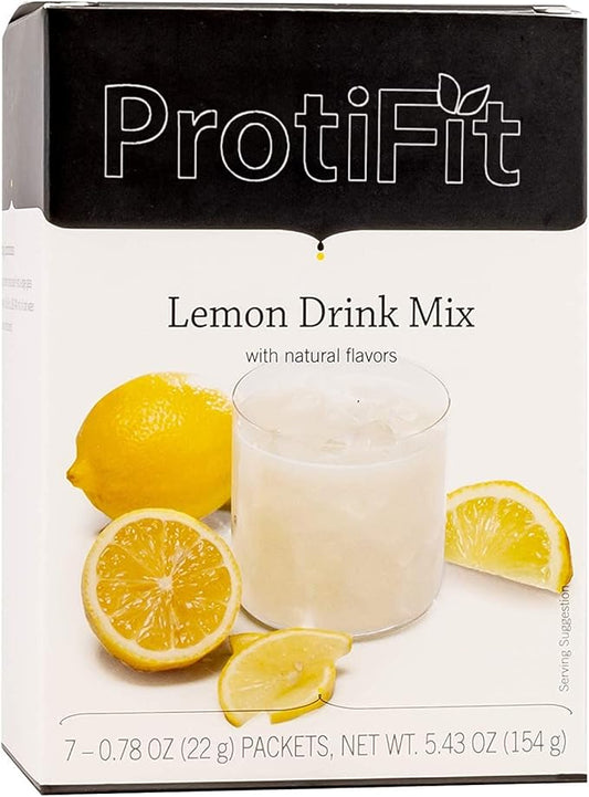 High Protein Fruit Flavored Powder Drink Mix, 15g Protein, Low Calorie, Sugar Free, Ideal Protein Compatible, 7 Servings Per Box (Lemon)