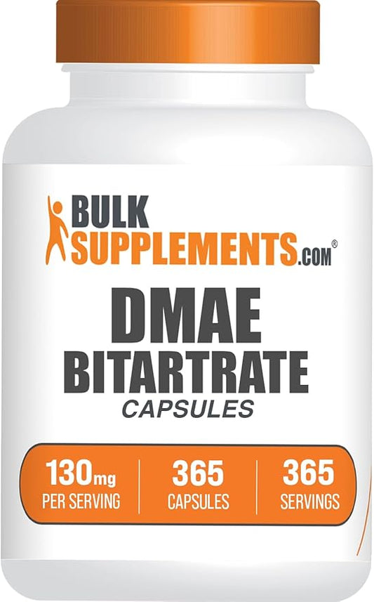 BulkSupplements.com DMAE Bitartrate Capsules - Dimethylaminoethanol Bitartrate, DMAE Supplement - Gluten Free, 1 DMAE Capsule per Serving, 365 Capsules (Pack of 1)