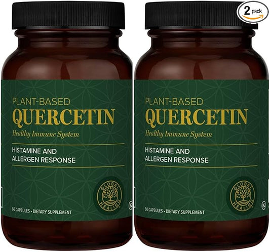 Global Healing Center Quercetin (2-Pack) 500mg Total, 250mg Each, Support Immune System Function & Body's Natural Response to Occasional Allergies - QuerceFIT Without Bromelain & Zinc - 60 Capsules