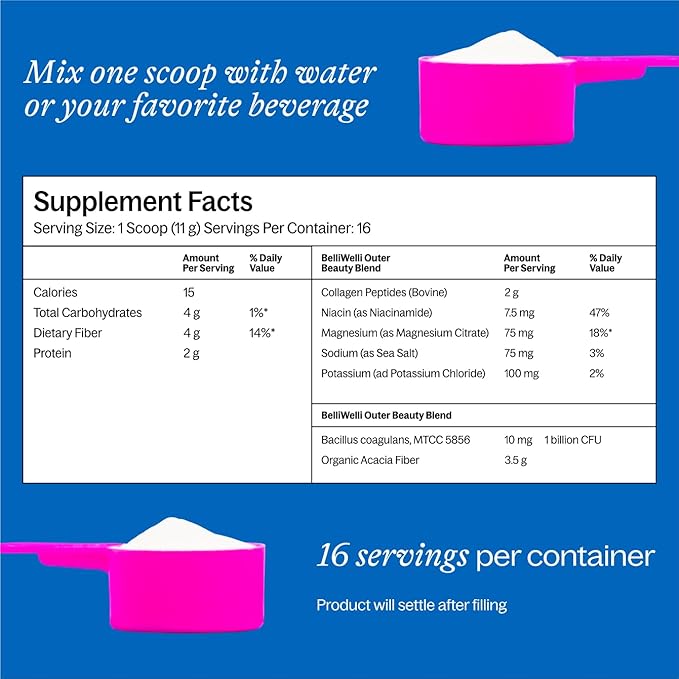 Unflavored Daily Fiber Supplement Powder with Collagen, Probiotics & Electrolytes | Supports Digestive Health, Gut Balance & Debloating, Sugar Free | 30 Servings