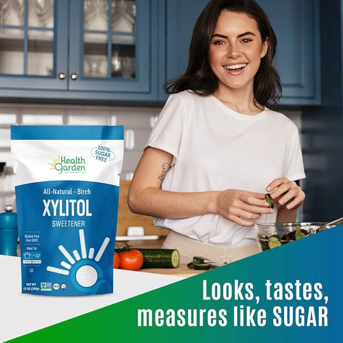 Health Garden Birch Xylitol Sweetener - 5 LBS Resealable Bag - Pure Birch Xylitol - Non GMO, Kosher, and Made in the U.S.A. - Ideal Powdered Sugar Substitute - Non-GMO Sugar Alternative