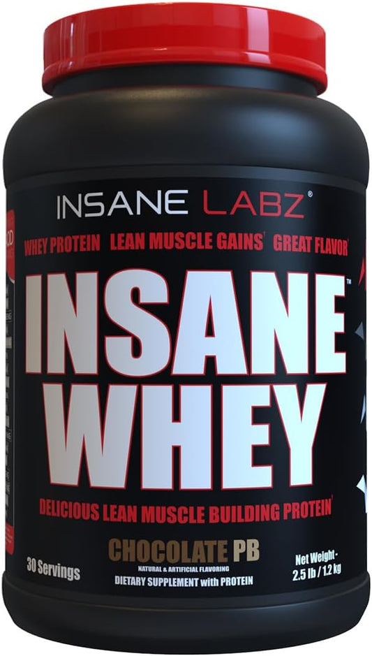 Insane Labz Insane Whey,100% Muscle Building Whey Protein, BCAA Amino Profile, Mass Gainer, Meal Replacement (Chocolate Peanut Butter, 30 Servings)