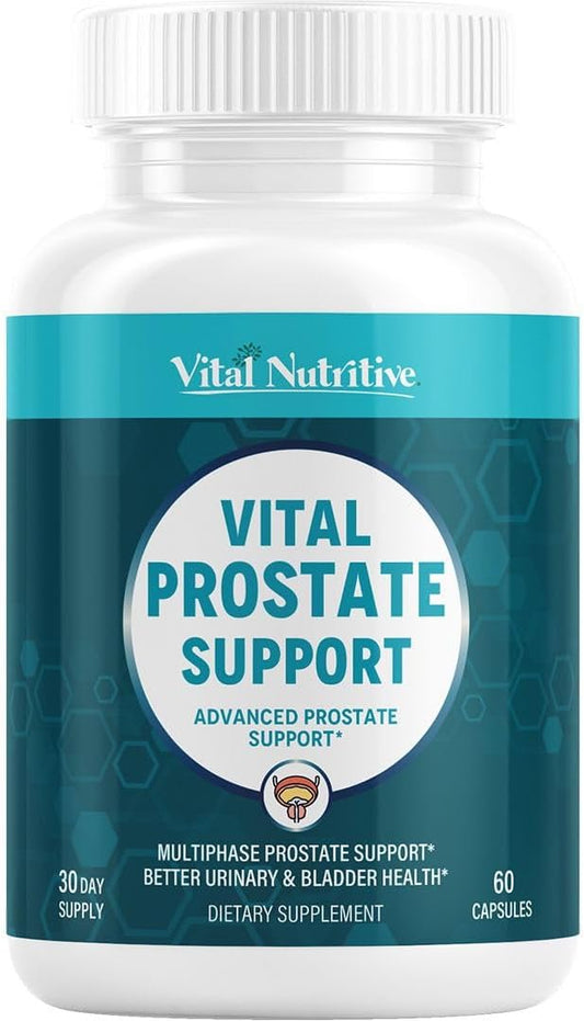 Vital Prostate Support Supplement for Men – Multiphase Herbal Formula with Saw Palmetto, Beta-Sitosterol & Zinc – Urinary Flow, Bladder Comfort & Prostate Health Supplements for Men – 30 Days Supply