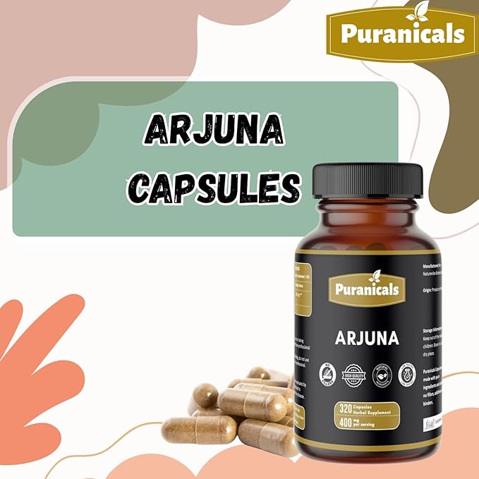 Arjuna Premium 320 Capsules Non GMO and Gluten Free | Herbal Supplement | 400 mg Per Serving | Made with 100% Pure Herb Arjuna Powder