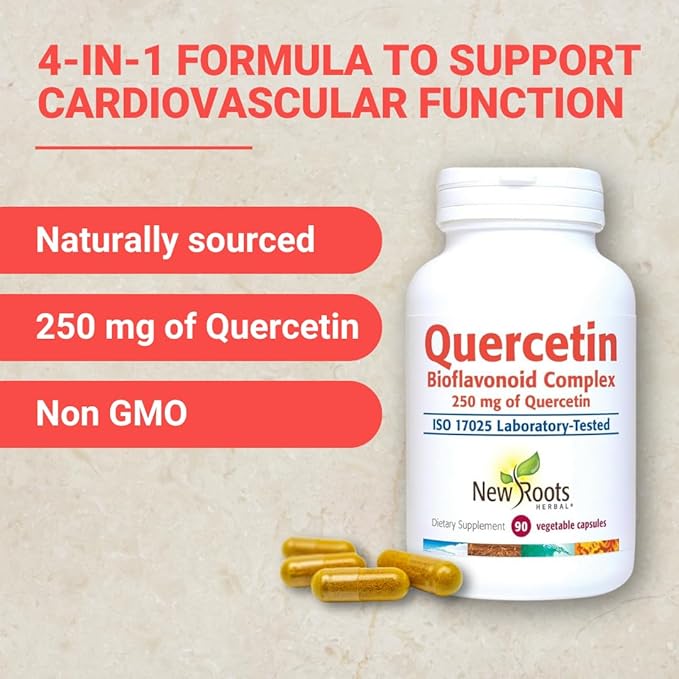 NEW ROOTS HERBAL Quercetin with Bromelain Capsules | 4-in-1 Formula with Quercetin, Bromelain, Bioflavonoids and Rutin | Heart Health and Immune Support Supplement (90 Veggie Capsules), Non-GMO