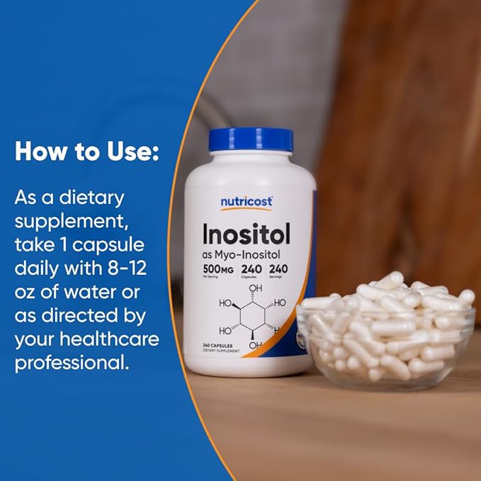 Nutricost Inositol Capsules 500mg, 240 Capsules - Veggie Capsules, Non-GMO, Gluten Free (Myo-Inositol)