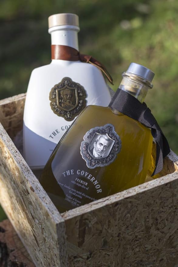 The Governor Premium Extra Virgin Olive Oil - Unfiltered, Cold-Pressed, Single Origin Lianolia - Peppery, Robust, Floral, Fruity Notes - Rich in Natural Polyphenols, Oleocanthal, Antioxidants, 500ml