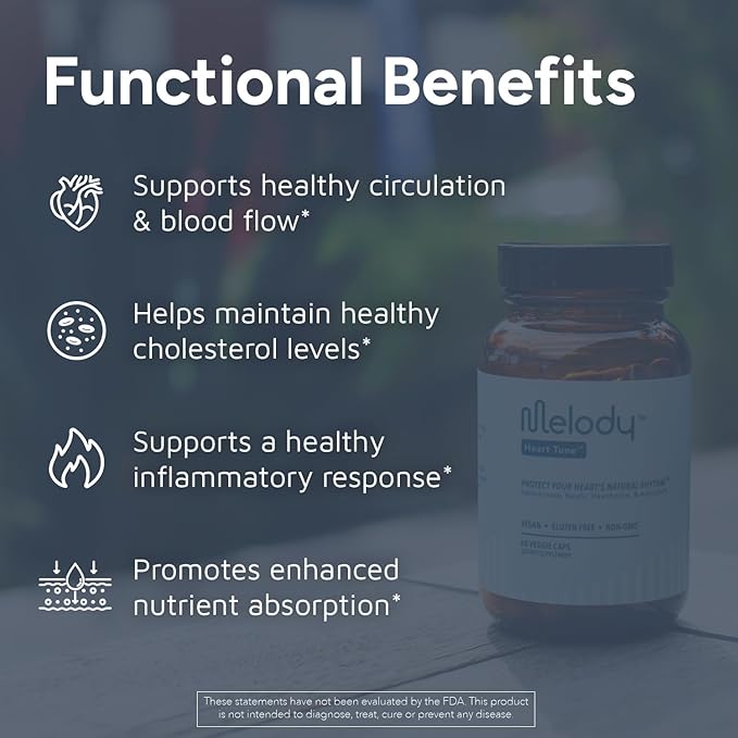 Heart Tune Supplement with Nattokinase, Hawthorn & Reishi for Men & Women - Heart Health, Circulation, Blood Pressure, & Cardiovascular Health Support Supplements with AstraGin, 60 Caps, 1 Pack