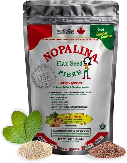 Nopalina Fiber Formula | 1 Lb Bag | 30 Servings | Flax Seed, Psyllium, Oat and Wheat Bran, Omega 3, 6 & 9 | Can Help with Regularity & More | The Original
