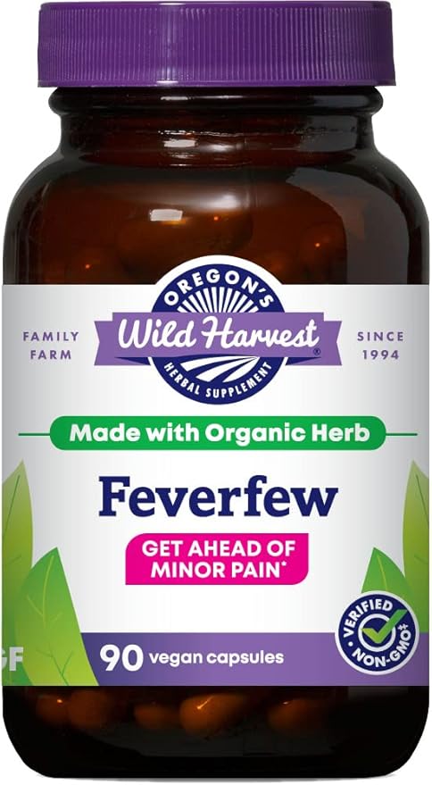 Oregon's Wild Harvest Non-GMO Feverfew (F.D.), Organic Herbal Supplements, 90 Count