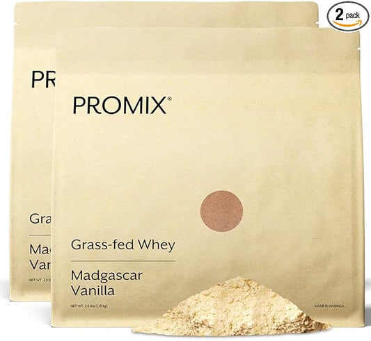 ProMix Nutrition Whey Protein Powder, Vanilla - Grass-Fed & 100% All Natural - ­Post Workout Fitness & Nutrition Shakes, Smoothies, Baking & Cooking Recipes - 2.5 Pound (Pack of 2)