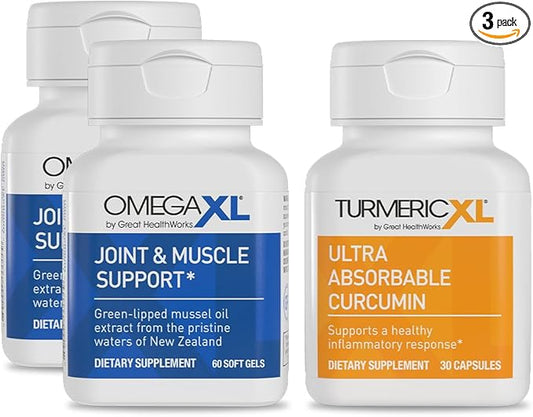 OmegaXL Powerful Joint and Muscle Support Supplement 60 Count (2 Pack) & TurmericXL (30 Count)