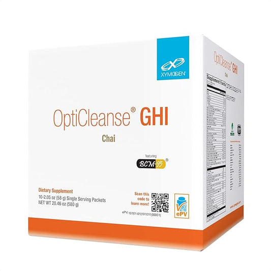 XYMOGEN OptiCleanse GHI Detox Cleanse - Vegan Protein Powder with Vitamins, Phytonutrients, Minerals to Aid Liver Detox, Cytokine Balance, & Gut Health Support - Chai (10 Packets)