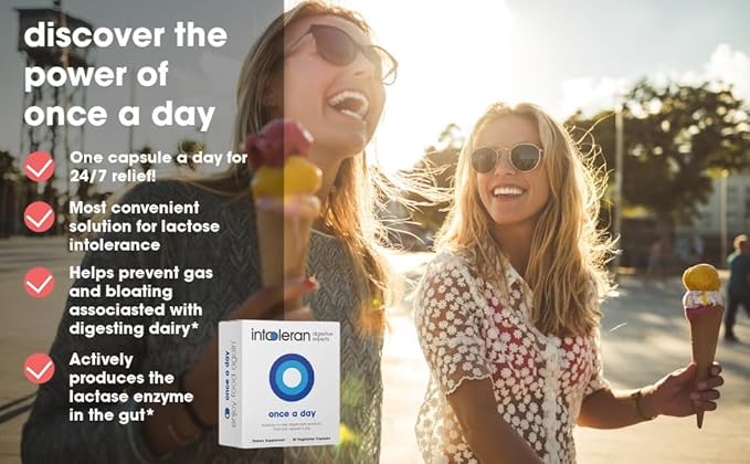 Once a Day - 30 Capsules | Probiotic Lactose Intolerance Supplement | Actively Produces Lactase Enzyme & Helps Digest Dairy | 1 Capsule per Day | 6 Lactic Acid Ferments | Pure & Dairy Free