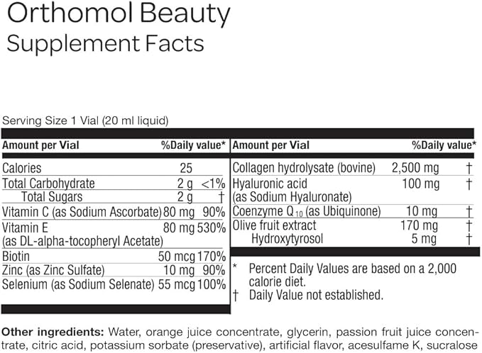 Orthomol Beauty, Women's Beauty Supplement, 7-Day Supply, Supports Hair, Skin, and Nail Health, Collagen Supplement with Coenzyme Q10