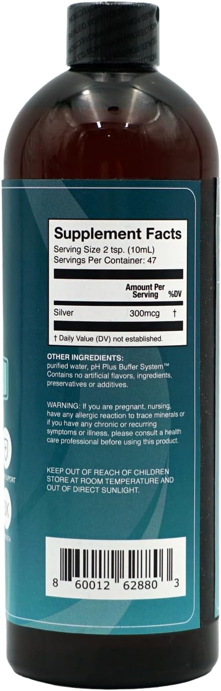 Structured Silver Water 30PPM - ph Balanced Alkaline Structure Silver Liquid Solution Mineral Supplement for Natural Immune Support - Enhanced Wellness & Gut Health - 16 Oz (437ml)