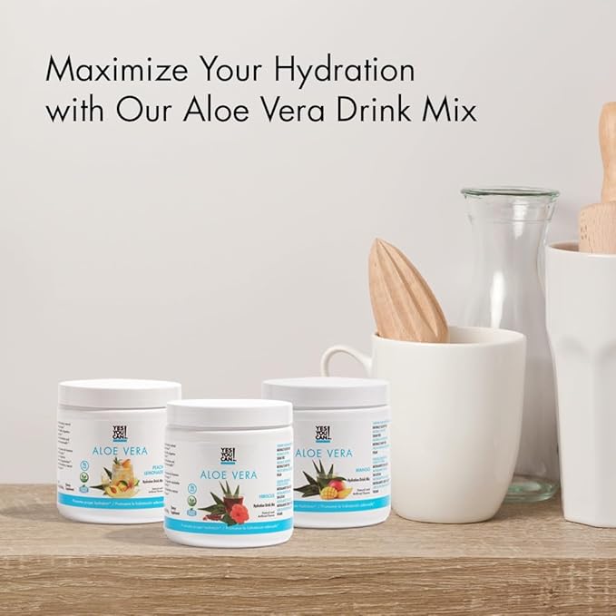 Yes You Can! Organic Aloe Vera Powder Drink Mix - Hydration Booster Infused with Pure Aloe Juice - Delicious Flavors - Made in USA - Antioxidant Rich - Variety Flavor - 40 Servings Per Canister (3 Pack)