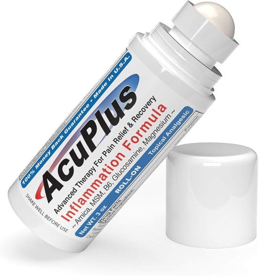 AcuPlus - Pain Relief Roll On - Topical Anti Inflammatory to Soothe Muscles & Joints - Arthritis Pain Reliever, Bursitis, Tendonitis Cream - TSA Compliant, Convenient Roll On - 3 fl. oz. (Pack of 1)