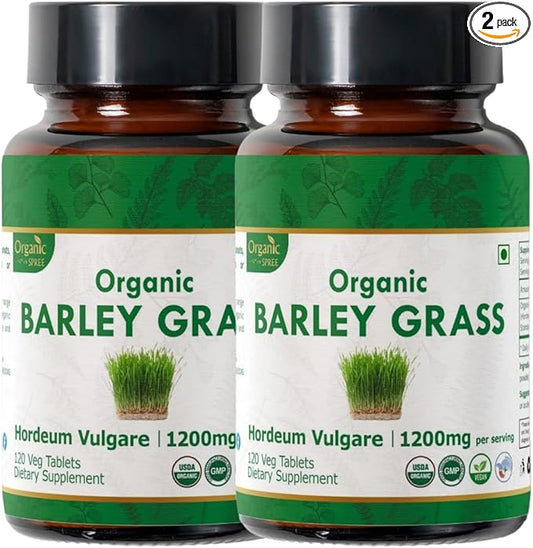 Barley Grass 120 Tablets | USDA Organic Certified |Hordeum Vulgare(Barely Grass) | Supports Detox & Immune Health | Dietary Supplement120tab - Pack of 2