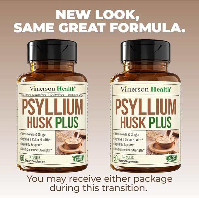 Psyllium Husk Powder Capsules. Fiber Supplement for Digestive, Colon & Gut Health - Dietary Fiber Pills with Ginger Root to Help Keep You Regular. Antioxidant Support. Vegan, Non-GMO. 60 Capsules
