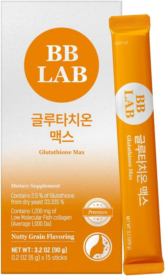 BB LAB Glutathione Max Powder Stick Supplement, Korea Glutathione, Low Molecular Fish Collagen for Woman, Vitamin C, Fast Absorption, Antioxidant, Anti-Aging