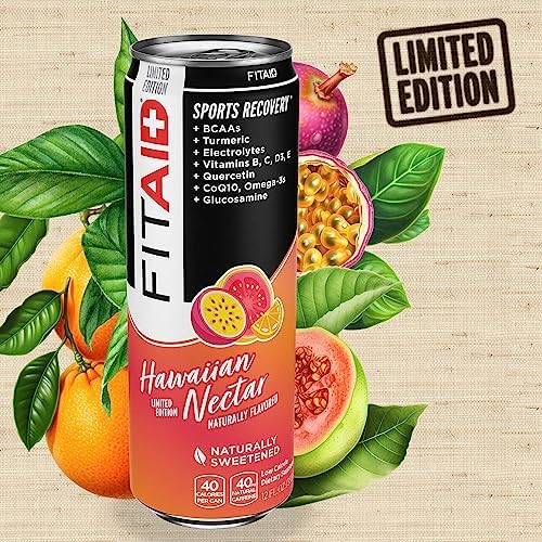 FITAID Post Workout Recovery Drink, Hawaiian Nectar, BCAAs, Glucosamine, Electrolytes, Paleo, Vegan & Gluten-Free, No Artificial Sweeteners, Naturally Flavored, Vitamins B, C, D3, E, Turmeric