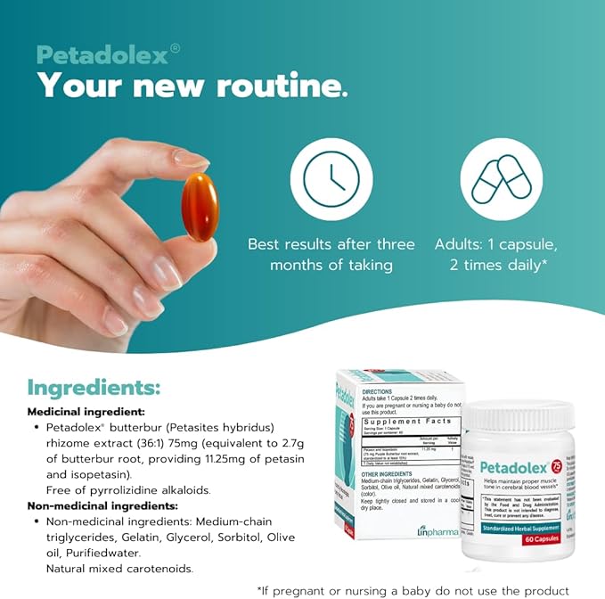 Migraine Relief - Patented Butterbur Root Extract, 75mg PA-Free Butterbur Extract in Gelatin Capsules, Ideal Real Butterbur for Migraines Solution Prevention