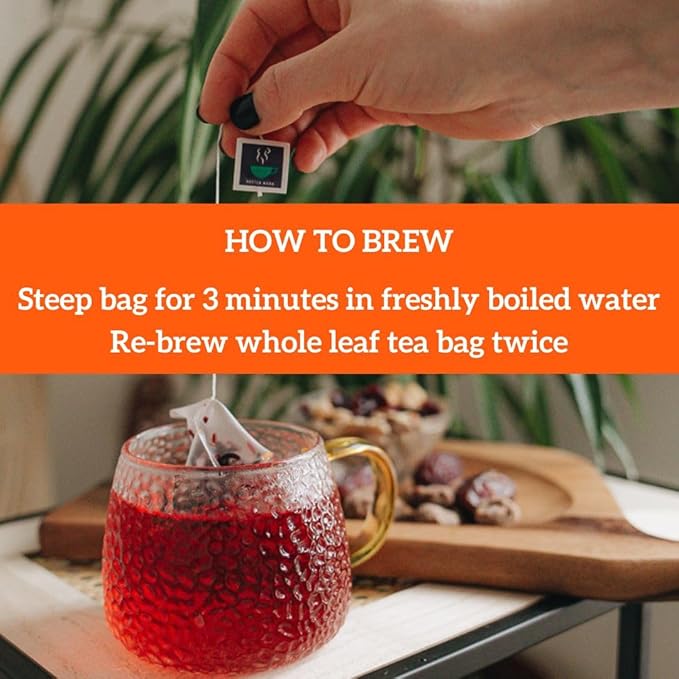 HOTTEA MAMA | Get Up & Glow | Organic Hibiscus Fruit Blend | Caffeine-Free | Antioxidant, Vitamin C | 14 Whole Leaf Biodegradable Tea Bags