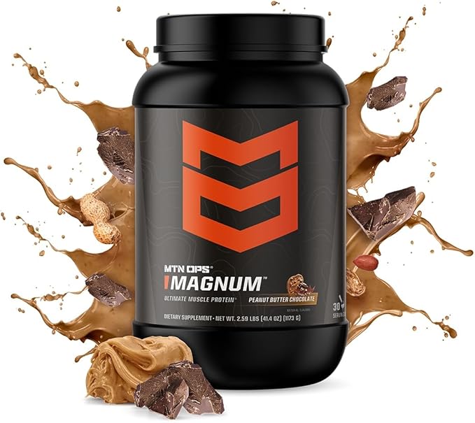 MTN OPS Magnum Peanut Butter Chocolate Protein Powder | 23g of Whey Isolate Protein & Milk Protein with BCAAs | Zero Sugar & Gluten Free | Peanut Butter Chocolate, 30 Servings