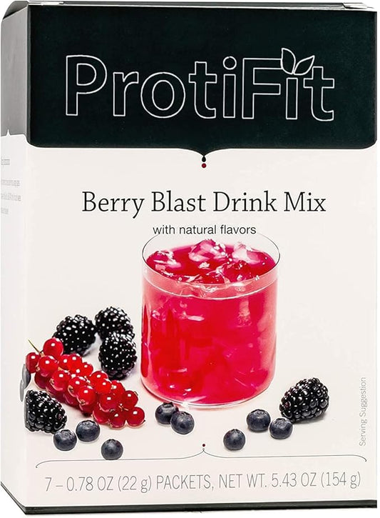 High Protein Fruit Flavored Powder Drink Mix, 15g Protein, Low Calorie, Sugar Free, Ideal Protein Compatible, 7 Servings Per Box (Berry Blast)