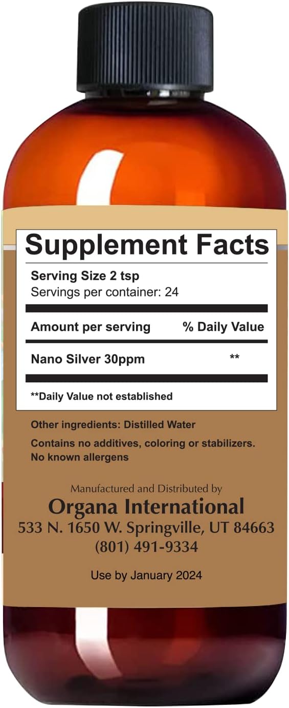 Organa Crystalline Nano Colloidal Silver - Ultra Pure Silver Liquid for Immune Support - Ultimate Supplement Solution - Plata Coloidal - 8 Ounces - 30 PPM