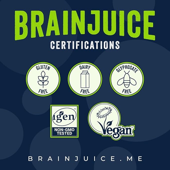 BrainJuice Brain and Immune Support Shot, Gluten Free Supplement Shots for Energy, Focus, Immunity with Vitamin D, C, B, Alpha GPC & Organic Ginger Root, Huckleberry Hibiscus, 2.5 fl oz, 12 Pack