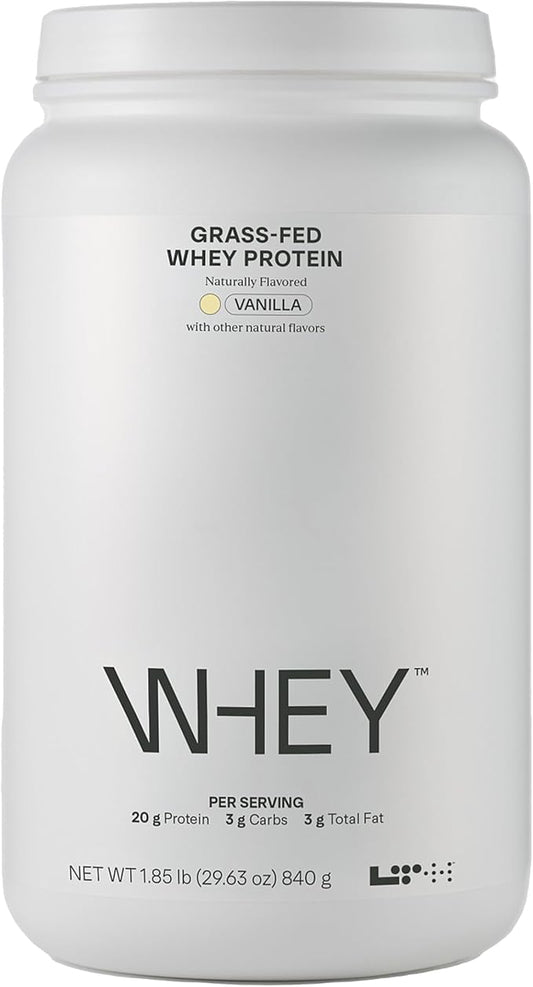 Whey Protein - Trusted by Life Time Fitness Members - Grass-Fed Whey Protein Powder - with Amino Acids - Aids Lean Muscle & Recovery - Supports Immune & Liver Health - Vanilla, 30 Servings