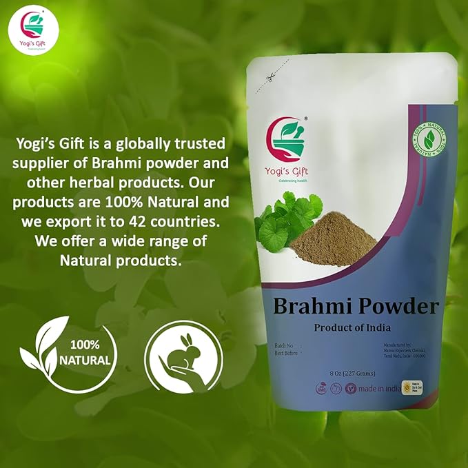 Yogi's Gift® | Brahmi Powder 8 Oz | Natural Hair Growth Booster & Volumizer | Scalp Nourishing Mask | Bacopa Monnieri powder